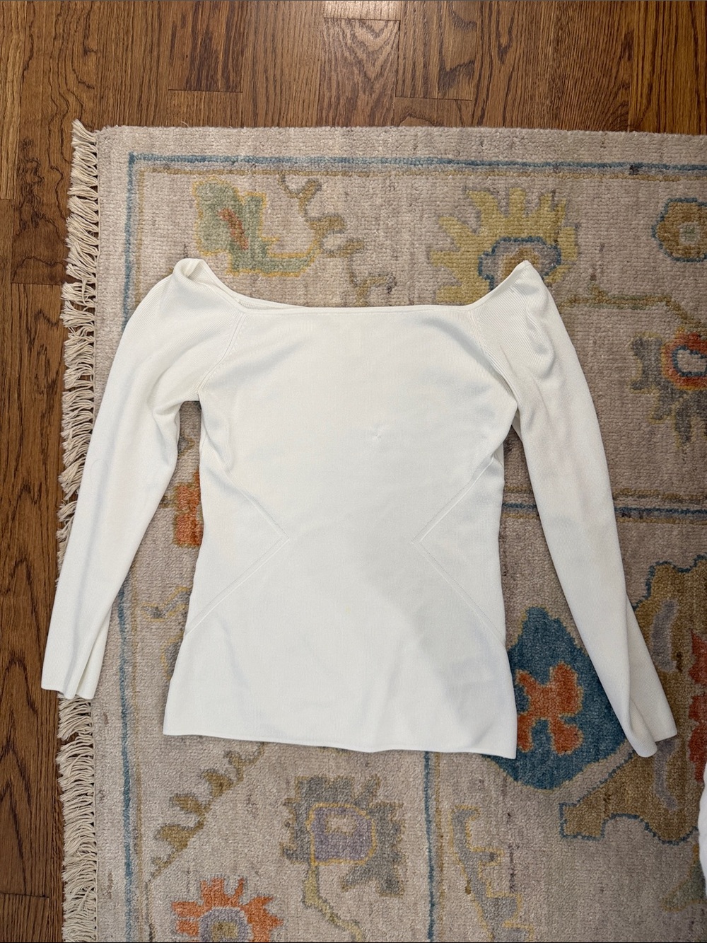 H&M White Off-Shoulder Long Sleeve Top